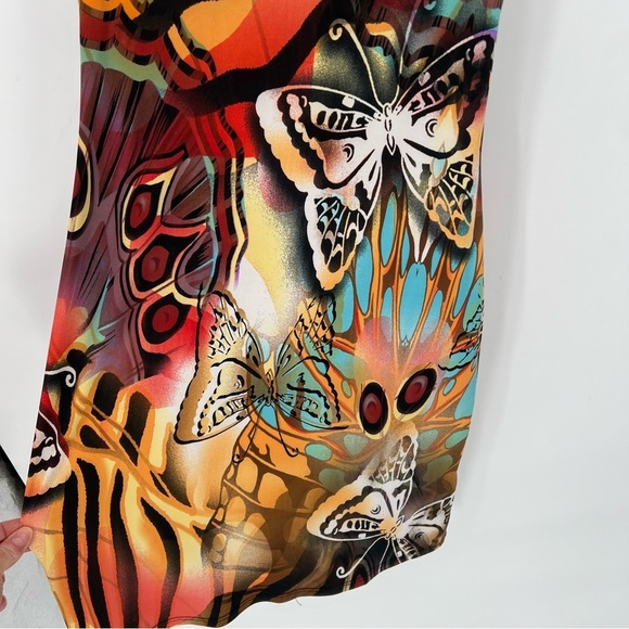 Frank Lyman Design Butterfly and Peacock Feather‎ Print Summer Dress US6 y2k - Picture 5 of 14
